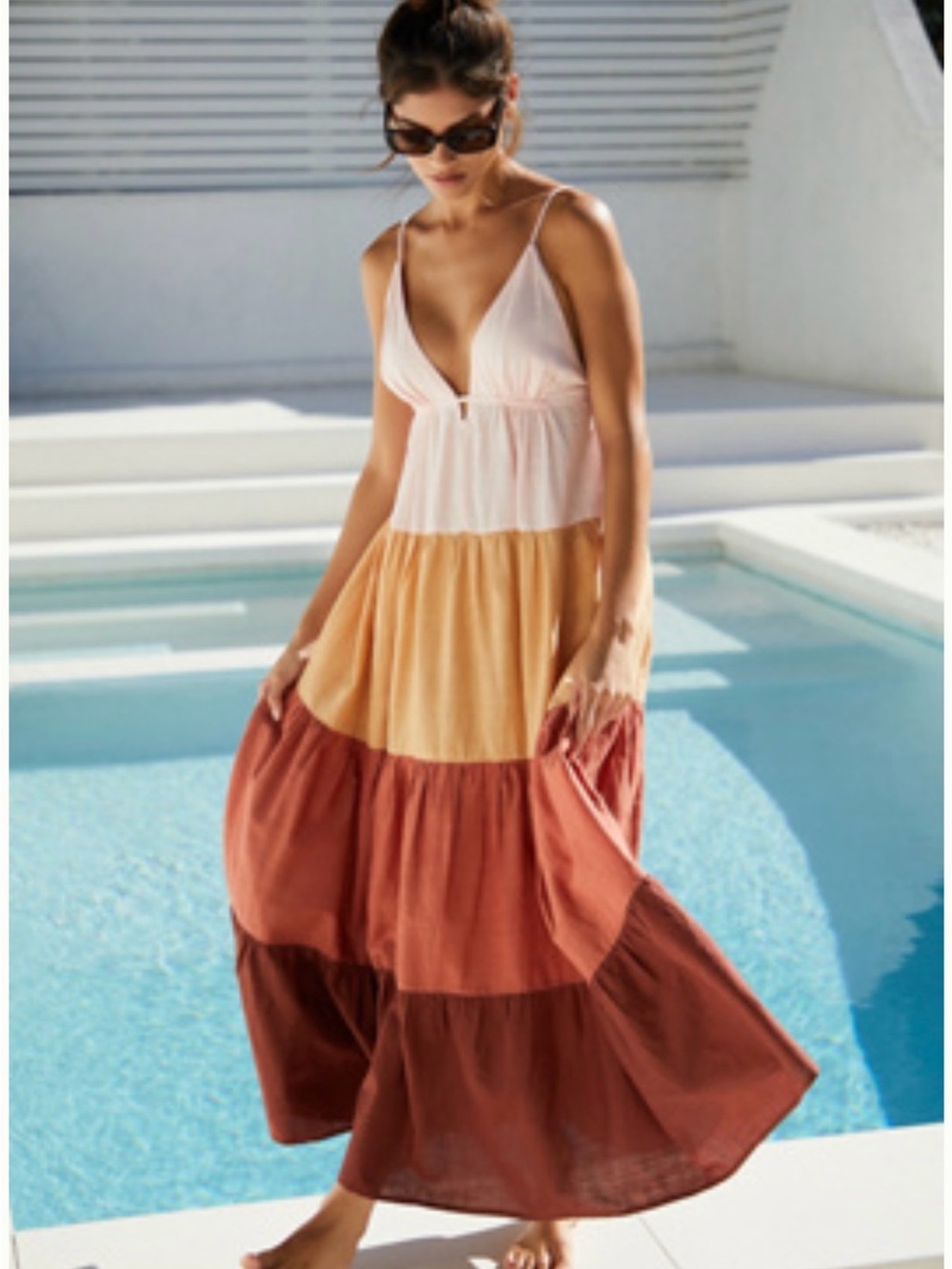 BY ANTHROPOLOGIE COLORBLOCK MAXI DRESS Orange motif size M